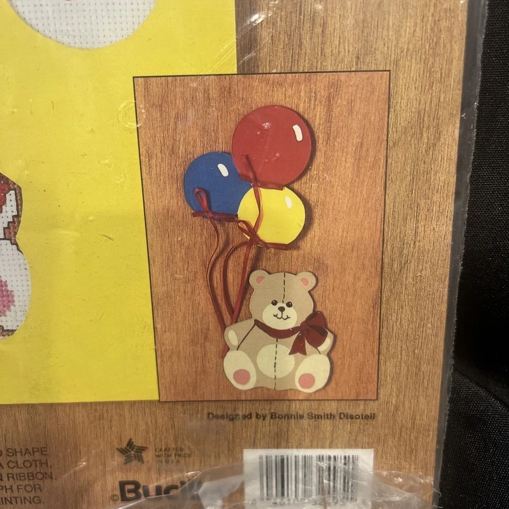 New- Sealed Bucilla Bear & Balloons Gallery of Crafts Cross Stitch & Paint 32495